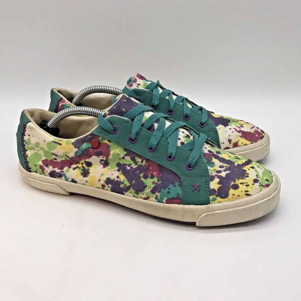 1 Love UGG Punch Paint Splatter Sneakers Women's 8 Lace Up Sheepskin Insoles